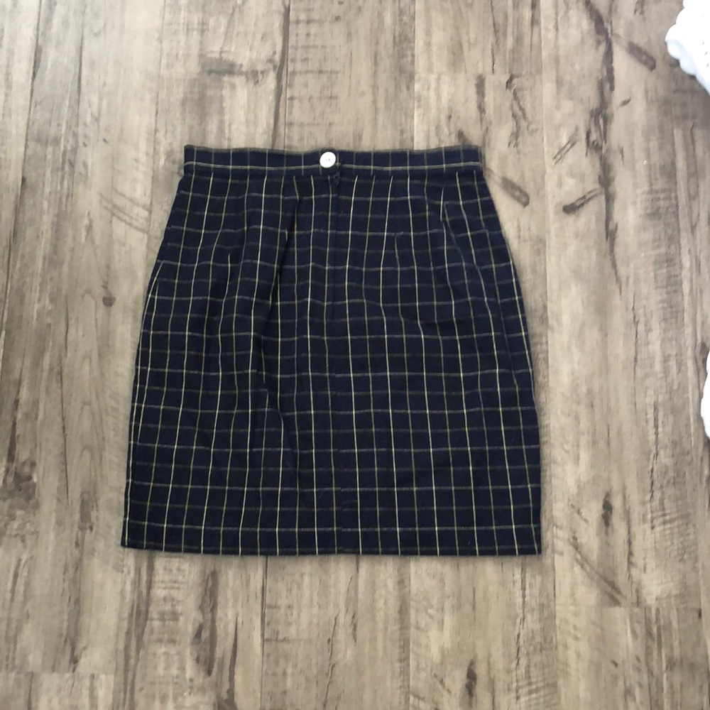 Plaid Blue and Yellow Skirt - Picture 2 of 4